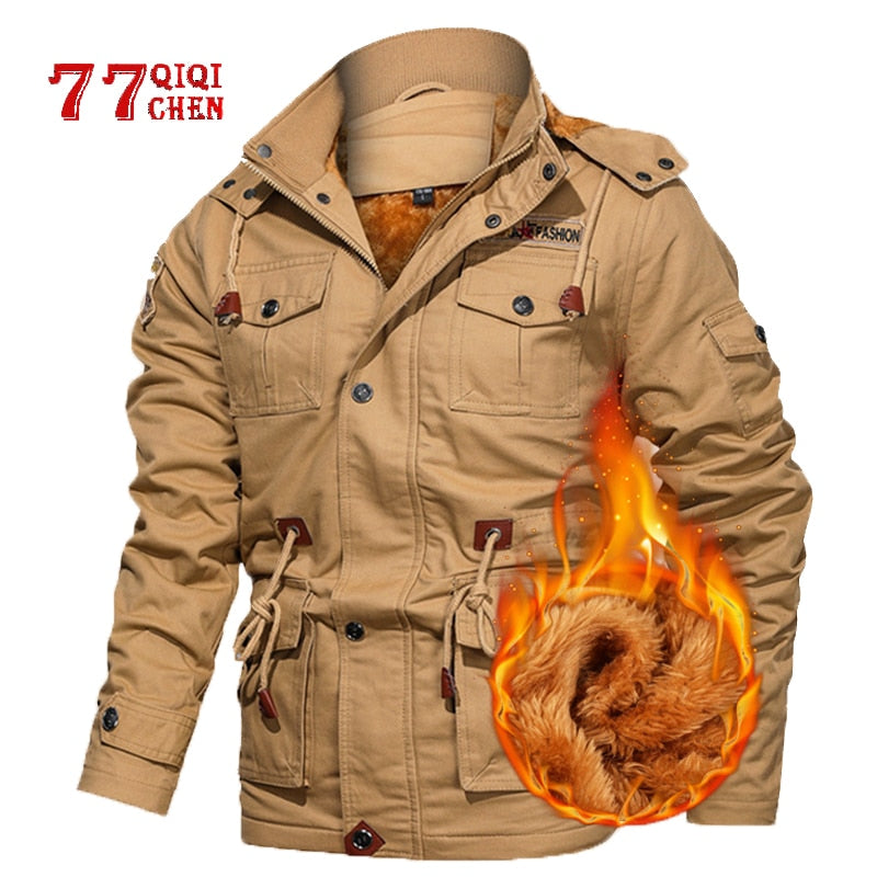 Men's Winter Fleece Jacket Coats Thick Warm Casual Parkas Military Jackets Men jaquetas masculina inverno Hooded Overcoat 5XL